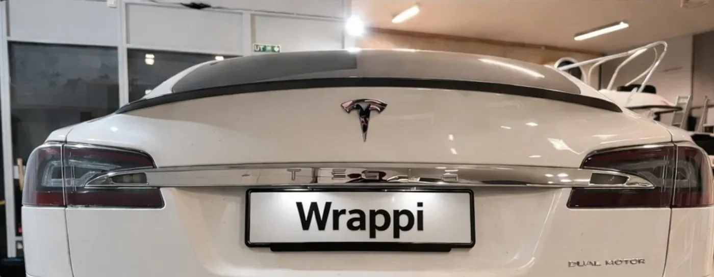 Tesla Model S rear with chrome trim